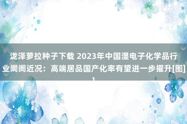 泷泽萝拉种子下载 2023年中国湿电子化学品行业阛阓近况：高端居品国产化率有望进一步擢升[图]