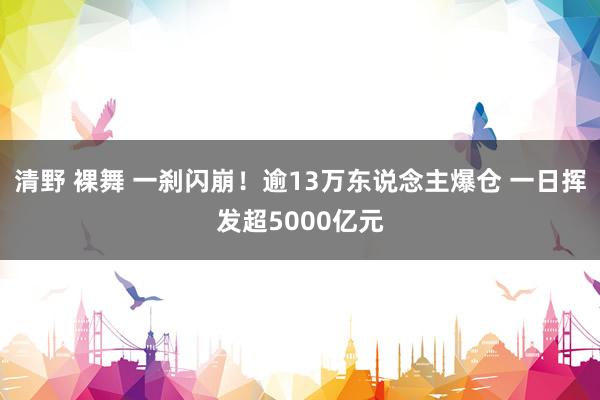 清野 裸舞 一刹闪崩！逾13万东说念主爆仓 一日挥发超5000亿元