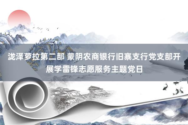 泷泽萝拉第二部 蒙阴农商银行旧寨支行党支部开展学雷锋志愿服务主题党日