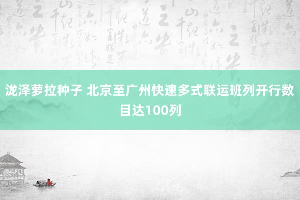 泷泽萝拉种子 北京至广州快速多式联运班列开行数目达100列