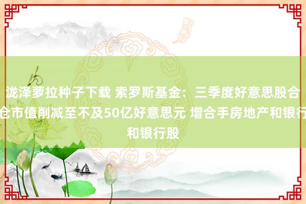 泷泽萝拉种子下载 索罗斯基金：三季度好意思股合手仓市值削减至不及50亿好意思元 增合手房地产和银行股