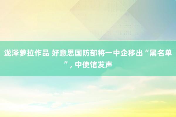 泷泽萝拉作品 好意思国防部将一中企移出“黑名单”， 中使馆发声