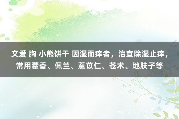 文爱 胸 小熊饼干 因湿而痒者，治宜除湿止痒，常用藿香、佩兰、薏苡仁、苍术、地肤子等