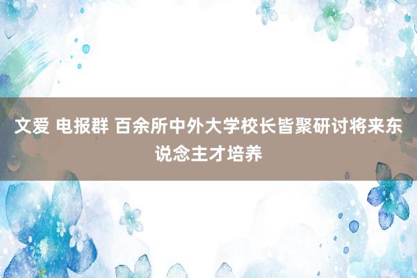 文爱 电报群 百余所中外大学校长皆聚研讨将来东说念主才培养