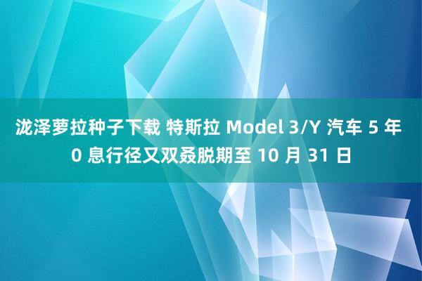 泷泽萝拉种子下载 特斯拉 Model 3/Y 汽车 5 年 0 息行径又双叒脱期至 10 月 31 日