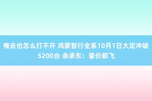 俺去也怎么打不开 鸿蒙智行全系10月1日大定冲破5200台 余承东：量价都飞