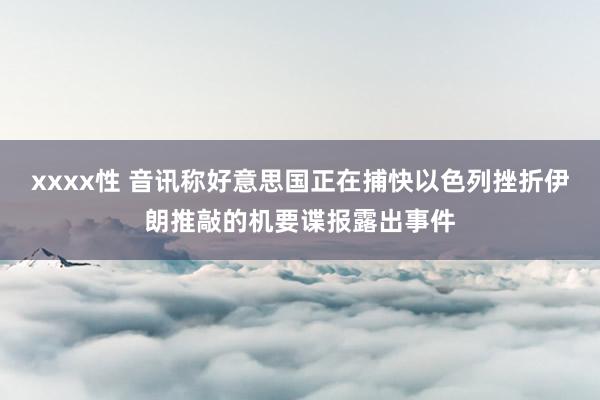 xxxx性 音讯称好意思国正在捕快以色列挫折伊朗推敲的机要谍报露出事件