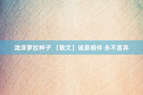 泷泽萝拉种子 【散文】诚意相伴 永不言弃