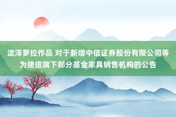 泷泽萝拉作品 对于新增中信证券股份有限公司等为建信旗下部分基金家具销售机构的公告