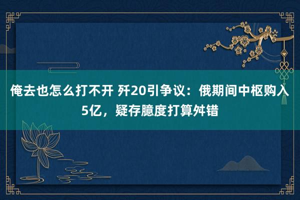 俺去也怎么打不开 歼20引争议：俄期间中枢购入5亿，疑存臆度打算舛错