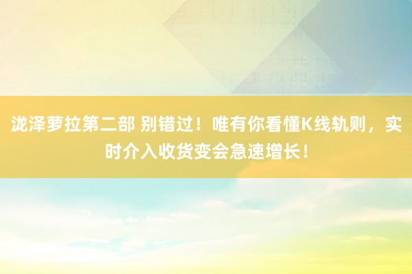 泷泽萝拉第二部 别错过！唯有你看懂K线轨则，实时介入收货变会急速增长！