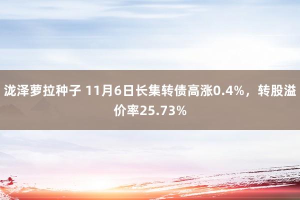 泷泽萝拉种子 11月6日长集转债高涨0.4%，转股溢价率25.73%