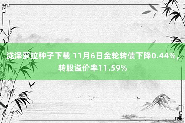 泷泽萝拉种子下载 11月6日金轮转债下降0.44%，转股溢价率11.59%