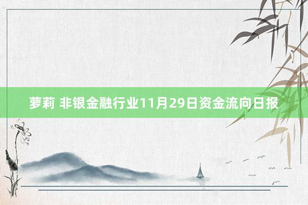 萝莉 非银金融行业11月29日资金流向日报