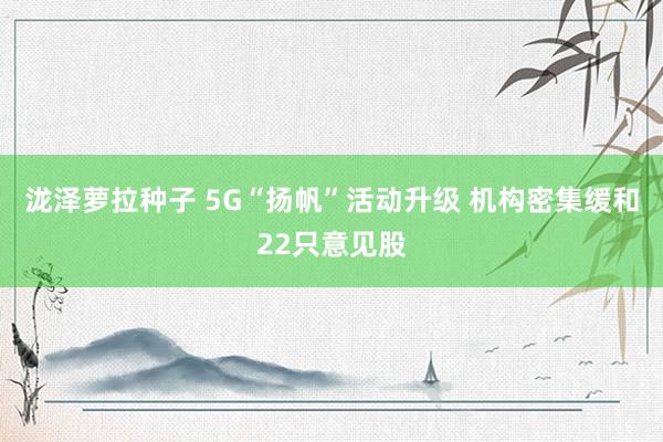 泷泽萝拉种子 5G“扬帆”活动升级 机构密集缓和22只意见股