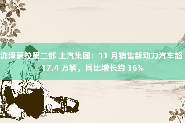 泷泽萝拉第二部 上汽集团：11 月销售新动力汽车超 17.4 万辆，同比增长约 16%