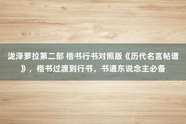 泷泽萝拉第二部 楷书行书对照版《历代名言帖谱》，楷书过渡到行书，书道东说念主必备