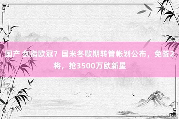 国产 剑指欧冠？国米冬歇期转管帐划公布，免签2将，抢3500万欧新星