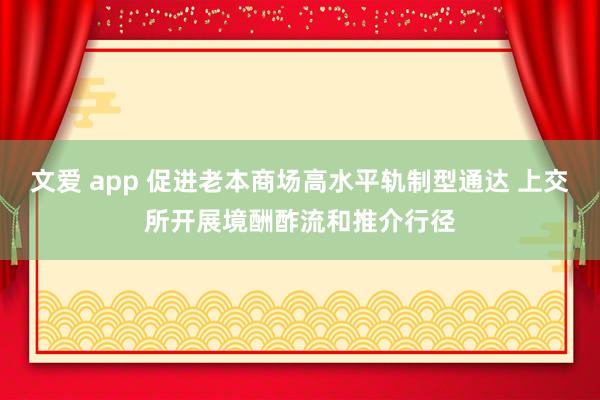 文爱 app 促进老本商场高水平轨制型通达 上交所开展境酬酢流和推介行径