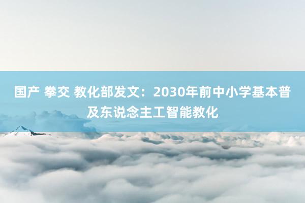 国产 拳交 教化部发文：2030年前中小学基本普及东说念主工智能教化