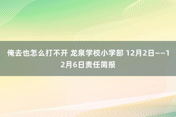 俺去也怎么打不开 龙泉学校小学部 12月2日——12月6日责任简报