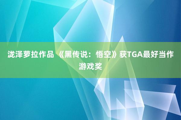 泷泽萝拉作品 《黑传说：悟空》获TGA最好当作游戏奖