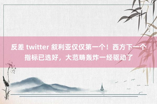 反差 twitter 叙利亚仅仅第一个！西方下一个指标已选好，大范畴轰炸一经驱动了