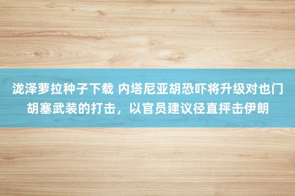 泷泽萝拉种子下载 内塔尼亚胡恐吓将升级对也门胡塞武装的打击，以官员建议径直抨击伊朗