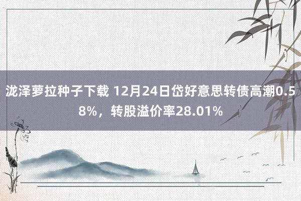 泷泽萝拉种子下载 12月24日岱好意思转债高潮0.58%，转股溢价率28.01%