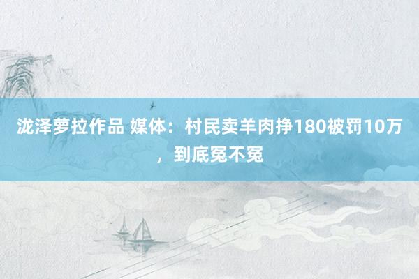 泷泽萝拉作品 媒体：村民卖羊肉挣180被罚10万，到底冤不冤