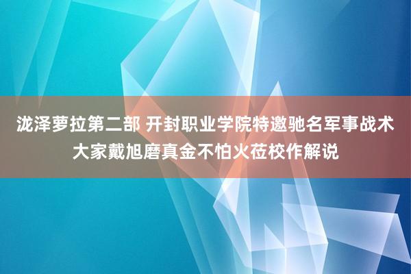 泷泽萝拉第二部 开封职业学院特邀驰名军事战术大家戴旭磨真金不怕火莅校作解说