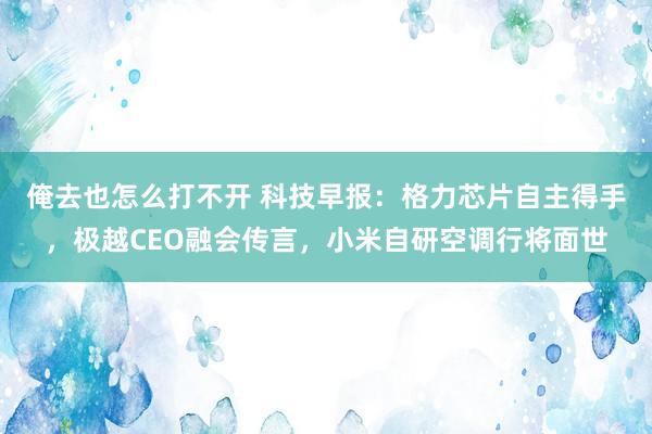 俺去也怎么打不开 科技早报：格力芯片自主得手，极越CEO融会传言，小米自研空调行将面世