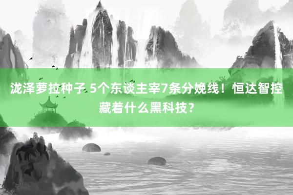 泷泽萝拉种子 5个东谈主宰7条分娩线！恒达智控藏着什么黑科技？