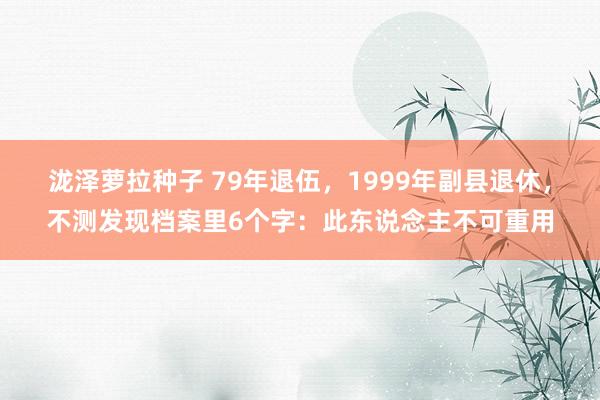 泷泽萝拉种子 79年退伍，1999年副县退休，不测发现档案里6个字：此东说念主不可重用