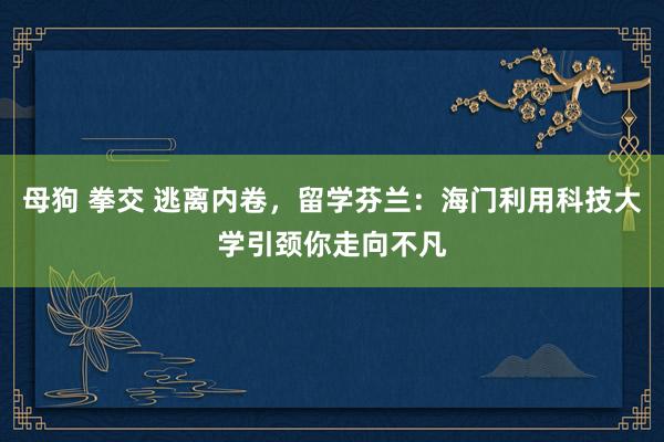 母狗 拳交 逃离内卷，留学芬兰：海门利用科技大学引颈你走向不凡