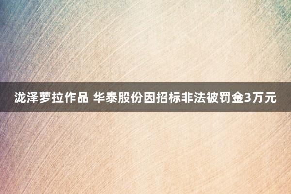 泷泽萝拉作品 华泰股份因招标非法被罚金3万元