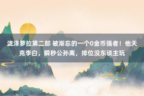 泷泽萝拉第二部 被渐忘的一个0金币强者！他天克李白，瞬秒公孙离，排位没东谈主玩