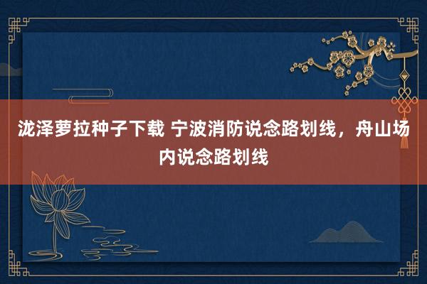 泷泽萝拉种子下载 宁波消防说念路划线，舟山场内说念路划线