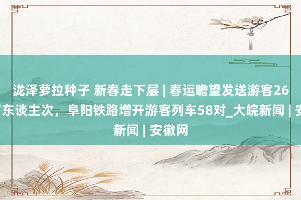 泷泽萝拉种子 新春走下层 | 春运瞻望发送游客265.7万东谈主次，阜阳铁路增开游客列车58对_大皖新闻 | 安徽网