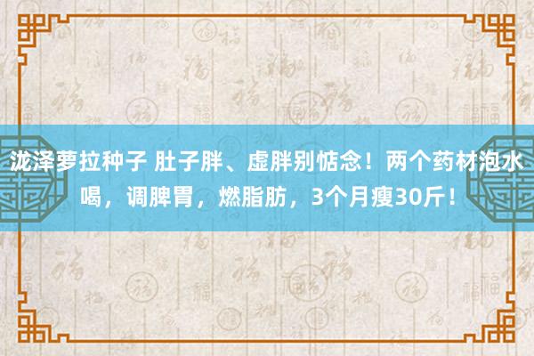 泷泽萝拉种子 肚子胖、虚胖别惦念！两个药材泡水喝，调脾胃，燃脂肪，3个月瘦30斤！