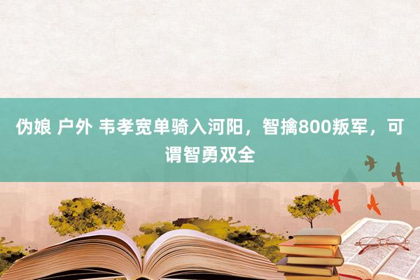 伪娘 户外 韦孝宽单骑入河阳，智擒800叛军，可谓智勇双全