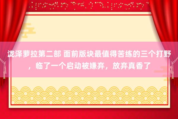 泷泽萝拉第二部 面前版块最值得苦练的三个打野，临了一个启动被嫌弃，放弃真香了